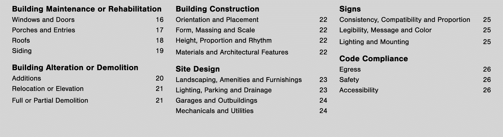 Building Maintenance or Rehabilitation Windows and Doors 16 Porches and Entries 17 Roofs 18 Siding 19 Building Altera   