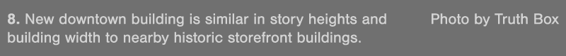 8  New downtown building is similar in story heights and Photo by Truth Box building width to nearby historic storefr   